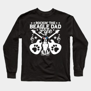 Rockin The Beagle Dad Life Dog Lover Guitar Long Sleeve T-Shirt